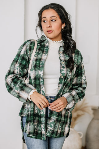 Jasmine Plaid Flannel Top | Green