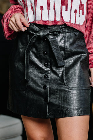 Joining In Faux Leather Skirt | Black