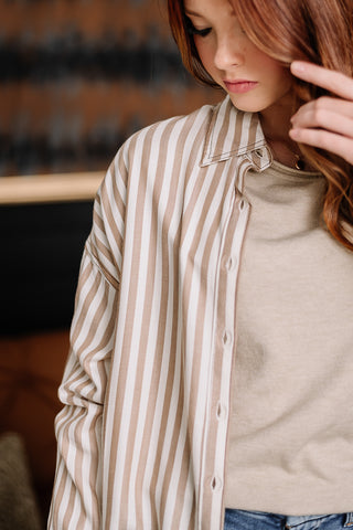 Just A Traveler Striped Top | Khaki