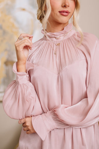 Just An Illusion Mock Neck Top | Blush