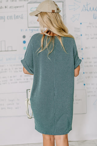 Just Casually Ribbed T-shirt Dress | Dark Teal