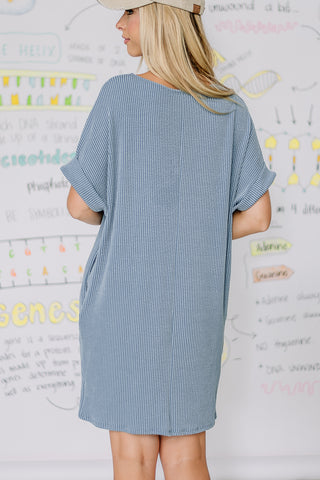 Just Casually Ribbed T-shirt Dress | Denim