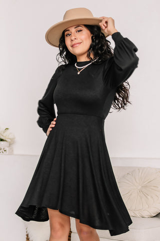 Little Black Dress Mock Neck Mini Dress