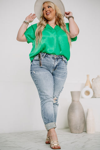 Living The Life Satin Top | Kelly Green
