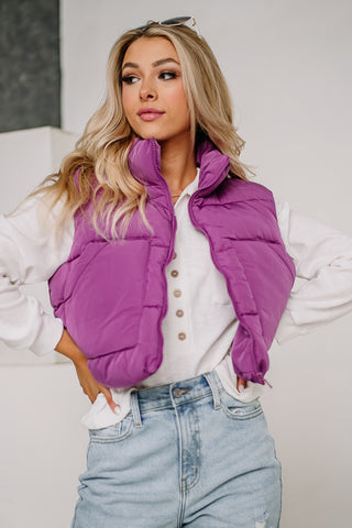 Looking Good Cropped Puffer Vest | Violet