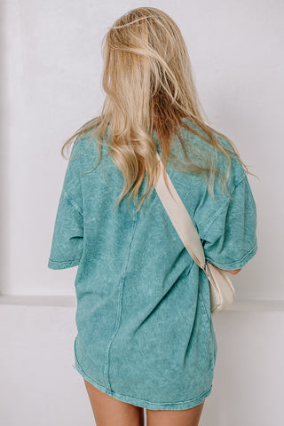 Lunch Date Mineral Wash Pocket Top | Teal