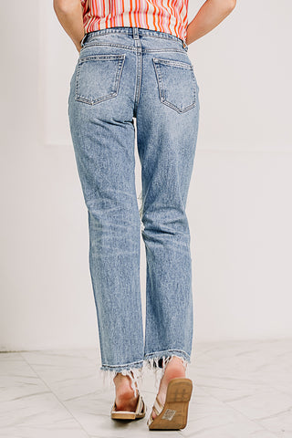 Made It Back Distressed Straight Leg Jeans