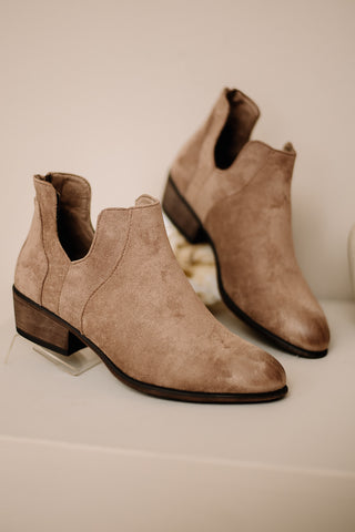 May Short Suede Booties | Taupe