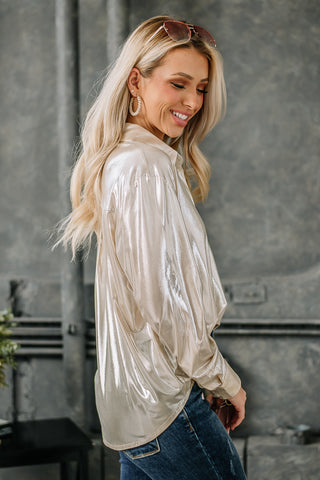Melt For You Metallic Top | Ivory