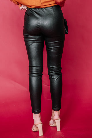 Millennium Pleather Skinny Pants | {Black}