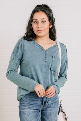 Mineral Wash Comfy Knit Top | Denim