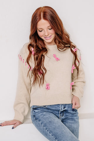 Miss Me Yet Bow Embellished Sweater