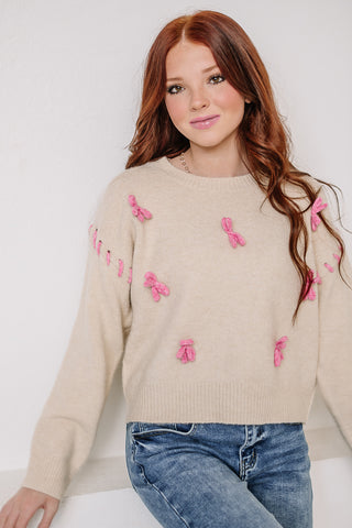 Miss Me Yet Bow Embellished Sweater