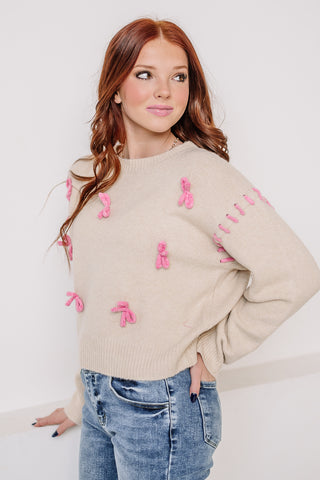 Miss Me Yet Bow Embellished Sweater