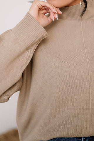 Mock Neck Front Seam Sweater | Mocha