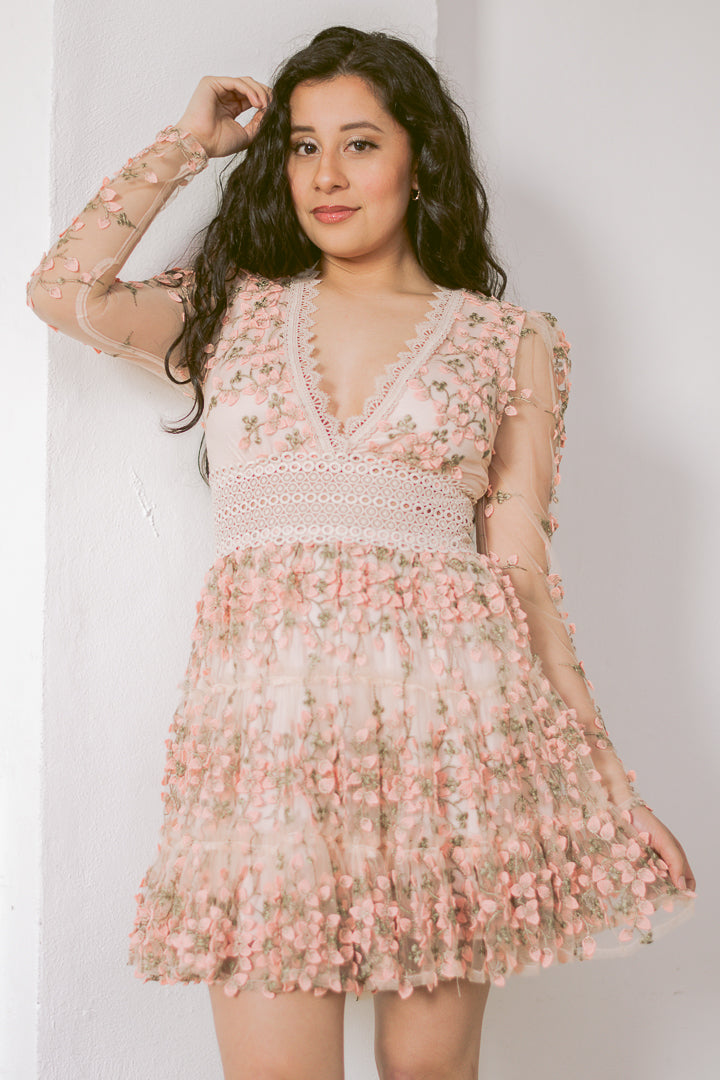 Moonlit Petals Floral Lace Mini Dress | Nude Siloe Moonlit Petals Floral Lace Mini Dress | Nude Siloe