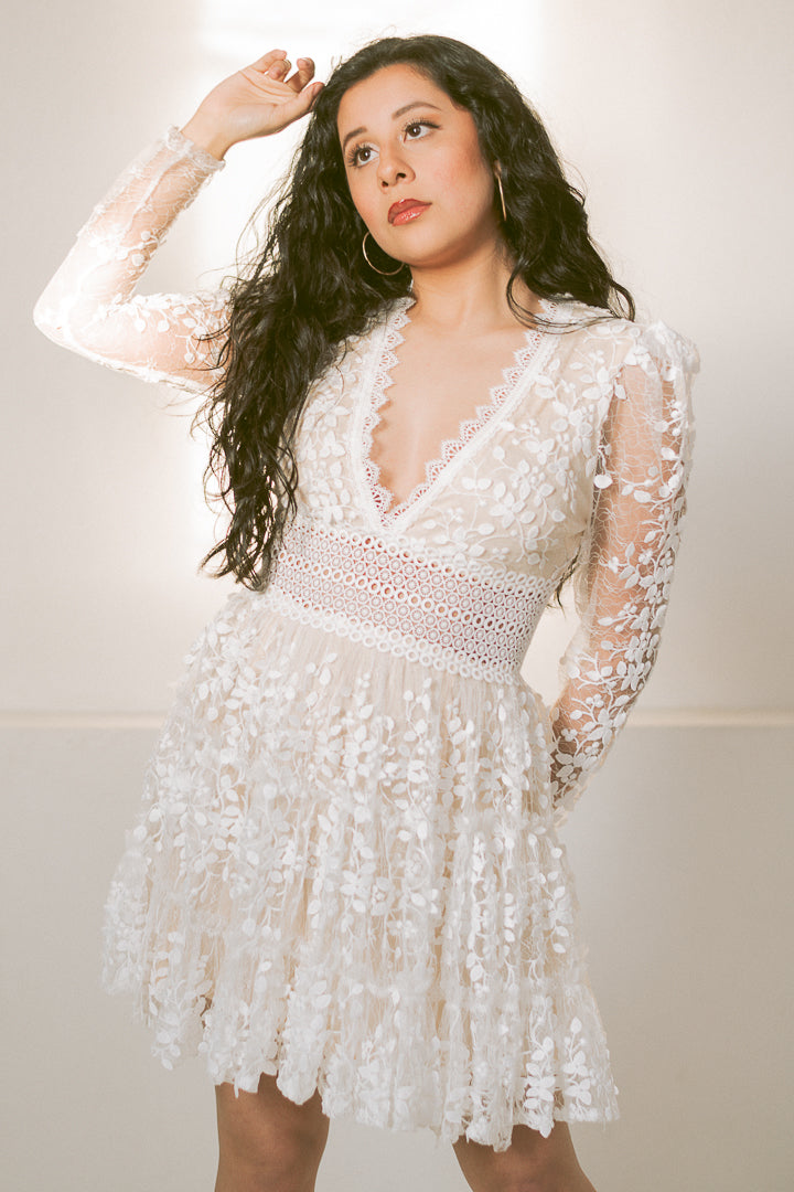 petals lace dress Madeline Mini Dress
