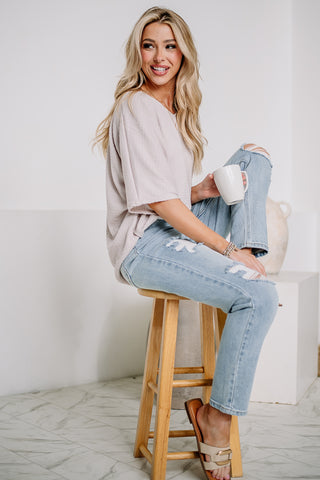 Mutual Feelings Textured Top | Light Taupe
