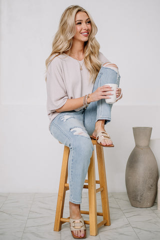 Mutual Feelings Textured Top | Light Taupe
