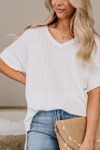 Not Finished Yet Cable Knit Top | White