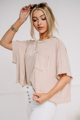 On The Casual Side Cropped Pocket Top | Blush