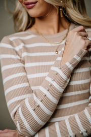 On The Casual Side Striped Top | Taupe