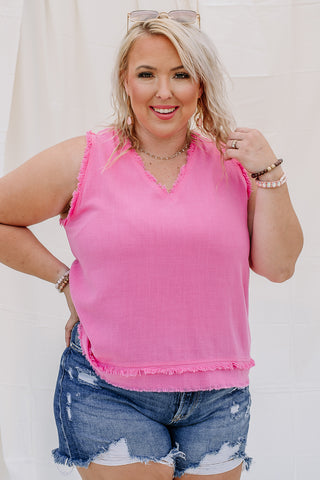 On The Other Hand Cut Edge Sleeveless Top | Pink