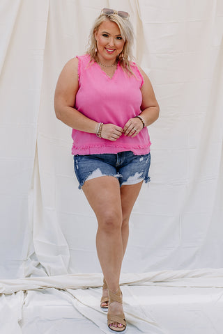 On The Other Hand Cut Edge Sleeveless Top | Pink