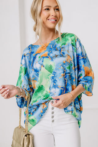 Paint The World Printed Oversized Top