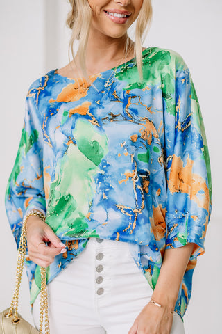 Paint The World Printed Oversized Top