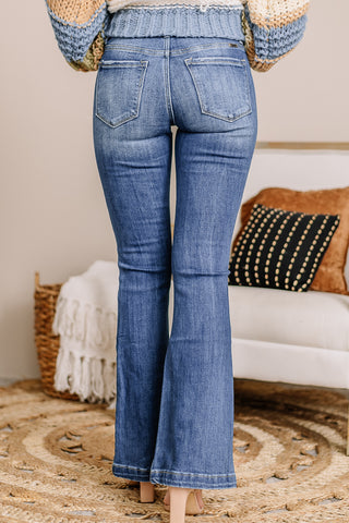 Petite Mid Rise Flare Jeans