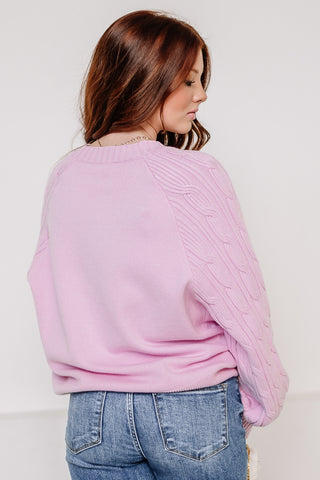 Raglan Cable Knit Sweater | Lilac