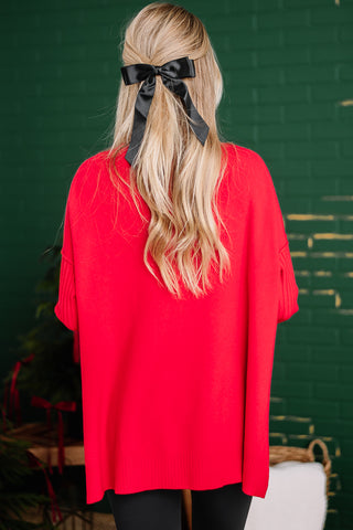 Ribbed Hem & Sleeve Top | {Red}