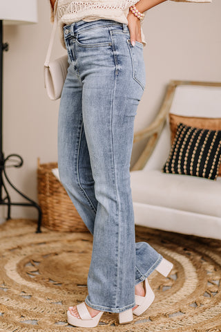 Riley Mid Rise Boot Cut Jeans