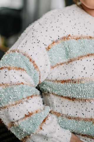 See It Through Fuzzy Sweater | Sage/Gold