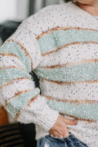 See It Through Fuzzy Sweater | Sage/Gold