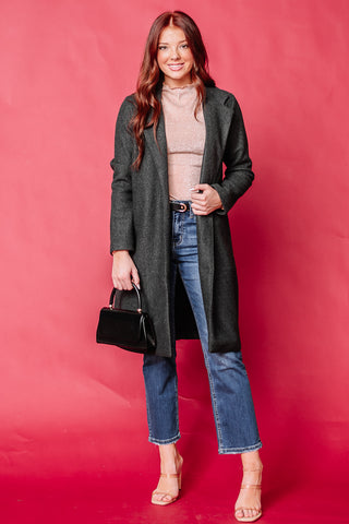 She's That Girl Long Coat | Charcoal