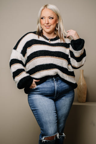 Sleigh Ride Metallic Striped Sweater