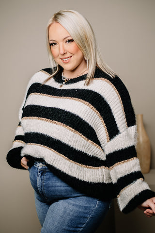 Sleigh Ride Metallic Striped Sweater