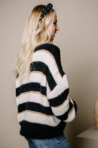 Sleigh Ride Metallic Striped Sweater