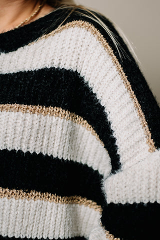 Sleigh Ride Metallic Striped Sweater