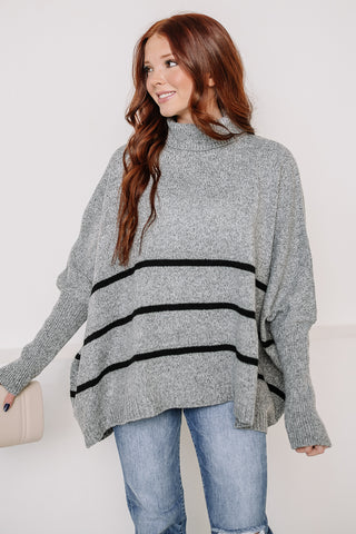 Snowy Days Striped Turtle Neck Sweater