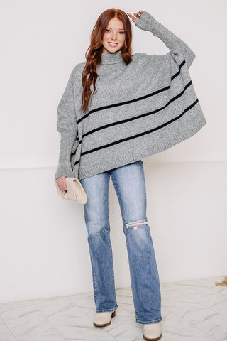 Snowy Days Striped Turtle Neck Sweater