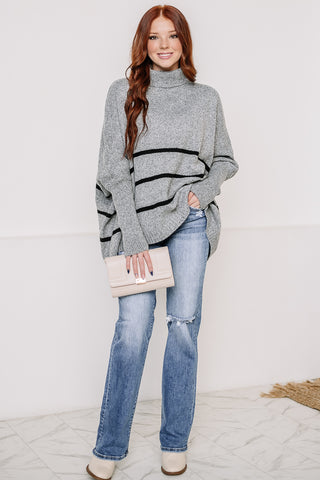 Snowy Days Striped Turtle Neck Sweater