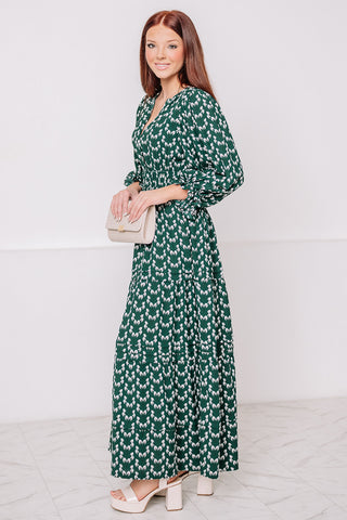 Snowy Event Printed Maxi Dress