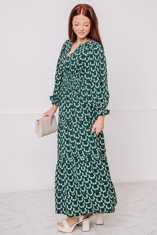 Snowy Event Printed Maxi Dress