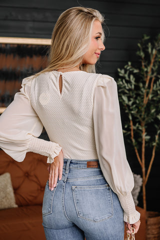 Spark The Room Textured Bodysuit | {Cream}