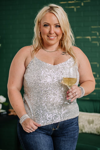 Speaking Softly Sequin Cami | Silver