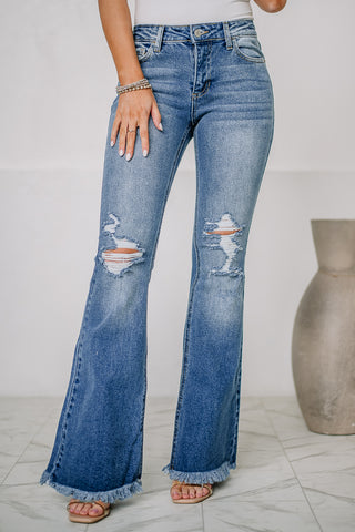 Stevie Distressed Flare Jeans | Medium Wash