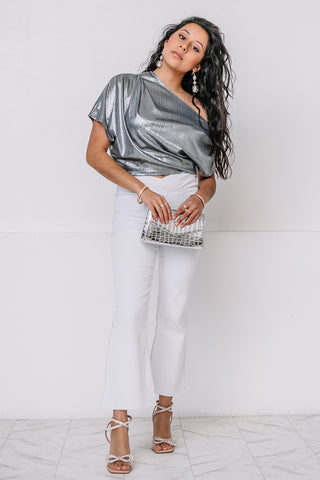 Still Stunning Metallic Crop Top | Silver